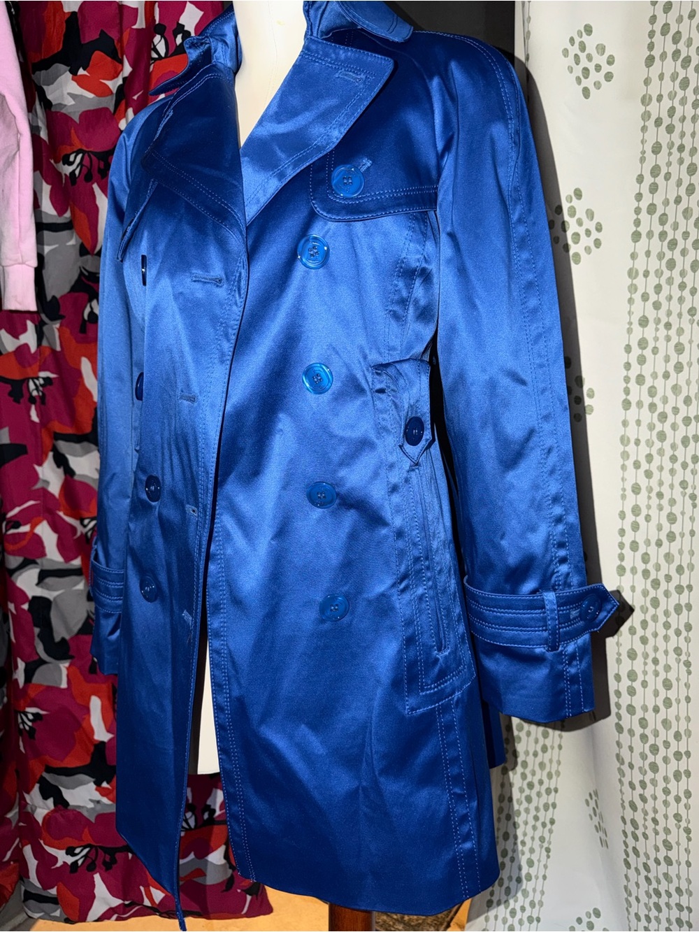 Jessica Simpson Cobalt Blue Satin Pea Coat